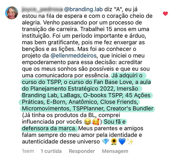 Depoimento de cliente