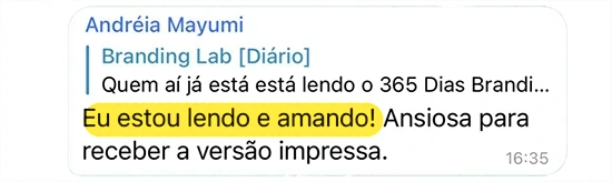 Depoimento de cliente sobre 365 Dias de Branding