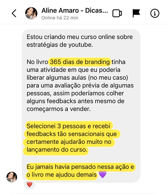 Depoimento de cliente sobre 365 Dias de Branding